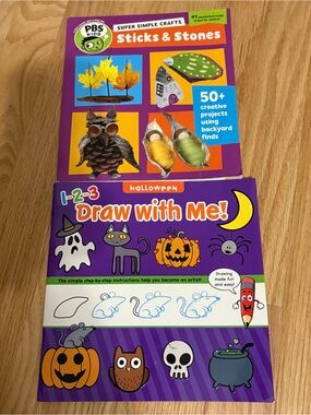 PBS KIDS Halloween 1-2-3 Draw With Me Activity Book Nature Craft Book Bundle NEW
